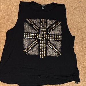 Black Sleeveless Top with Gold Stud Design